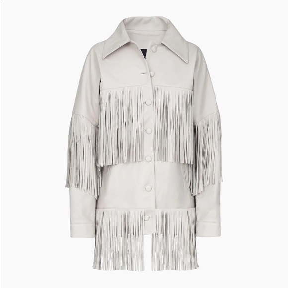 NWT DANCASSAB LORETTA FRINGE JACKET SZ M DOVE GRAY Coastal Cowgirl Z174 - Picture 3 of 11